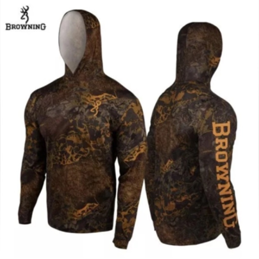 Browning Tech Performance Hooded Long Sleeve Camo T-Shirt Hunting XL